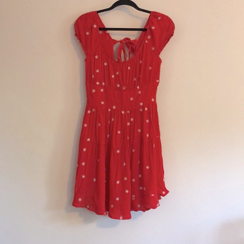 For Love and Lemons Red With white flowers dress